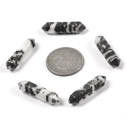 Vista 154 de Cuarzo rosa de 1.28 pulgadas (1.260 in) con piedras preciosas naturales hexagonales para hacer joyas, cuentas de curación de reiki de chakras