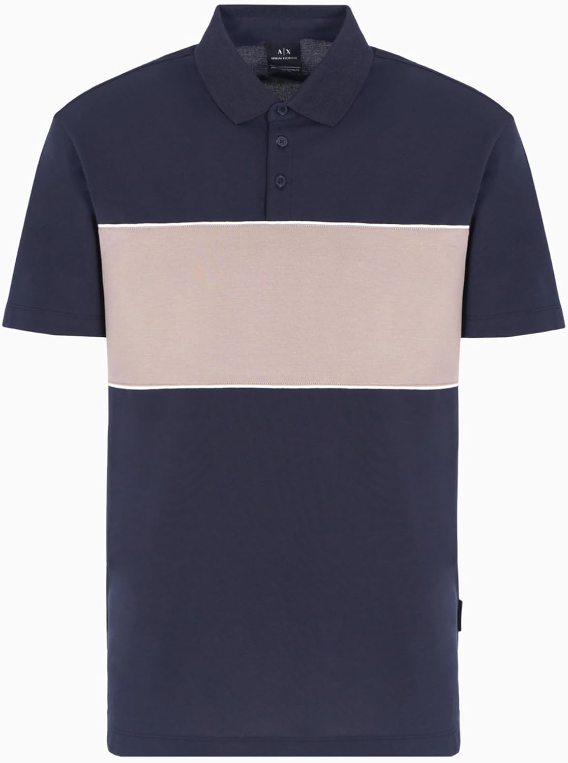 Armani Exchange Mens Contrast Stripe Piquet Regular Fit Stretch Cotton Polo - Image 3