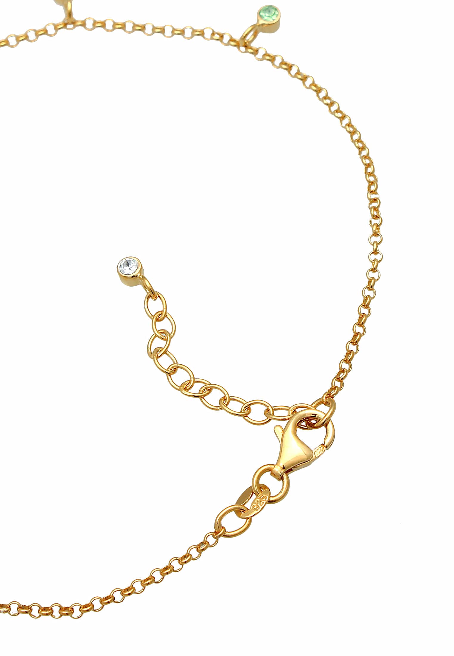 Elli Fußschmuck Damen Fußkettchen Bunt Geo Strand mit Kristalle | 925 Sterling Silber vergoldet