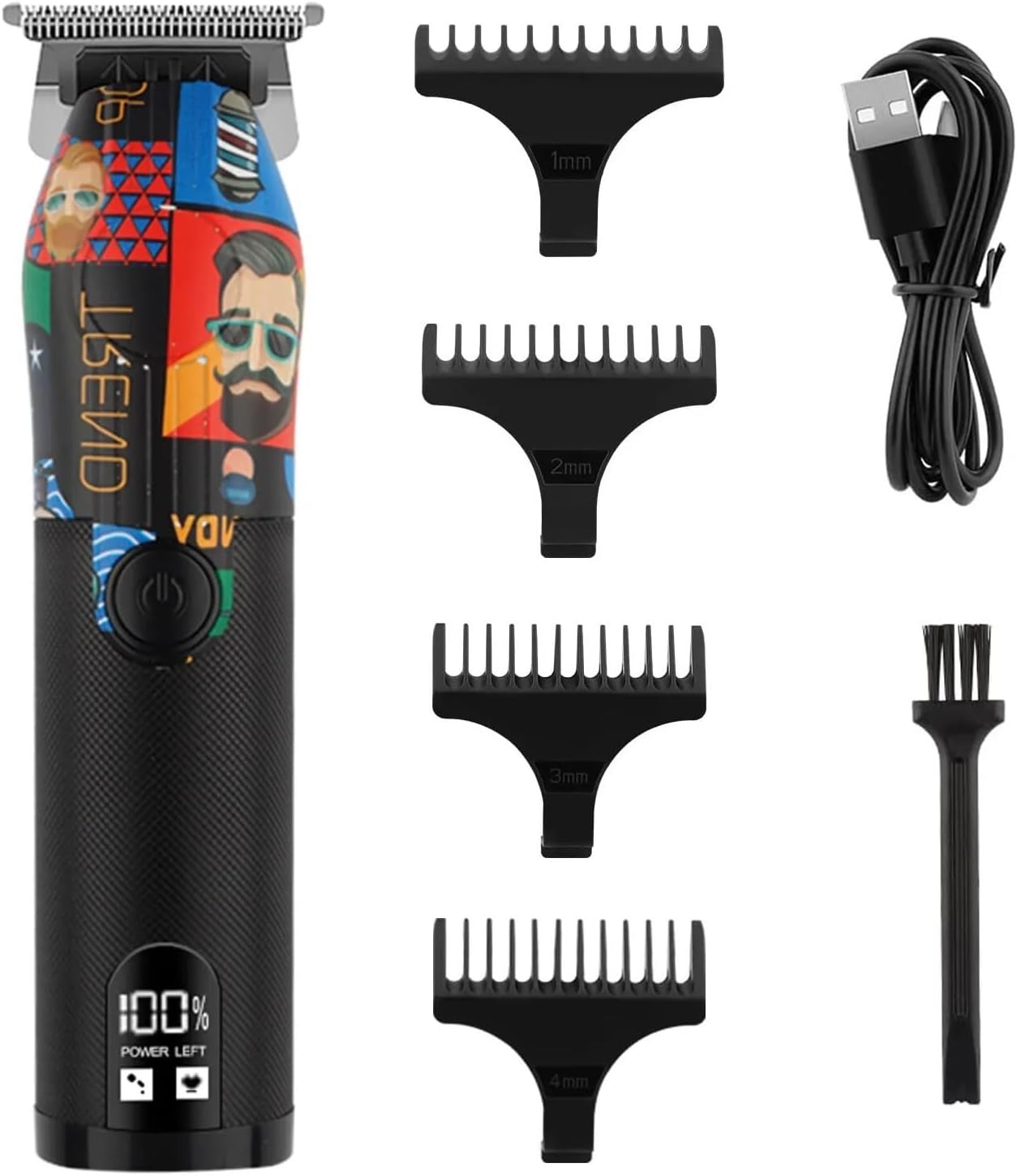 Professional Hair Trimmer Gold Clipper for Men Rechargeable Barber Cordless Hair Cutting T Machine Hair Styling Beard Trimmer(Graffiti)