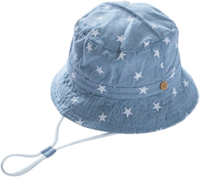 Unisex Baby Denim Sun Hat Kids Stars Printing Fisherman Caps