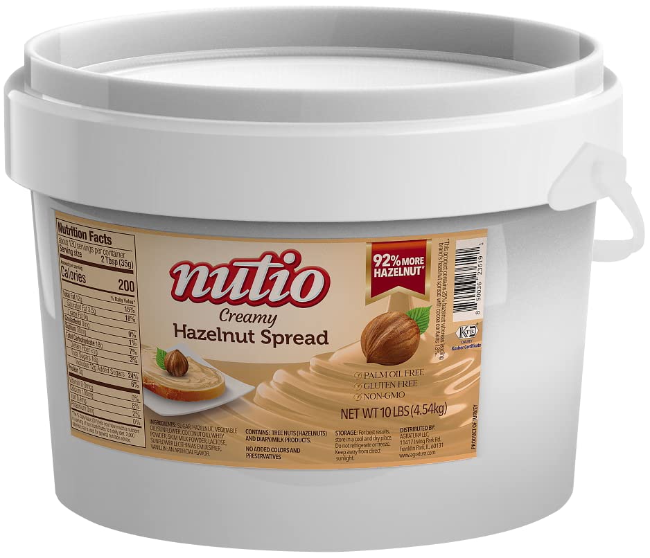 Nutio Crema para untar de avellana, sabor Bueno, más avellana, menos azúcar, aceite de palma y sin gluten, sin OMG, sin cacao y maní, servicio de