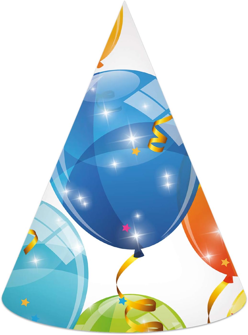 Procos -10202286 Party Cone Party Balloons Sparkling Paper Hats, 6 Pieces, Multicoloured,