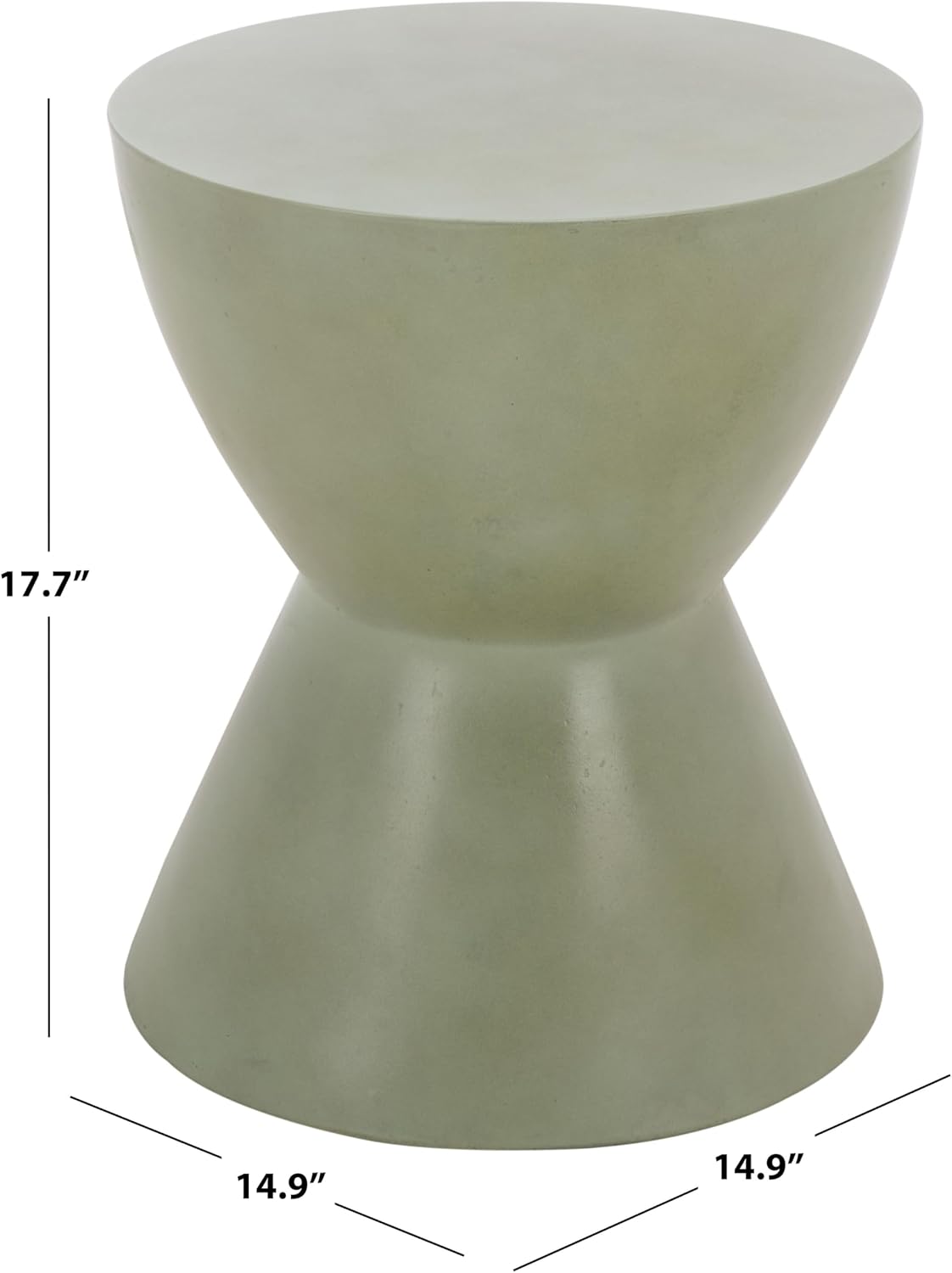 SAFAVIEH Outdoor - Athena Accent Stool - Sage Concrete - Sculptural Drum Design - Ideal for Living Room, Patio, Deck, Sunroom, 14.9" W x 14.9" D x 17.7" H (VNN1011E)