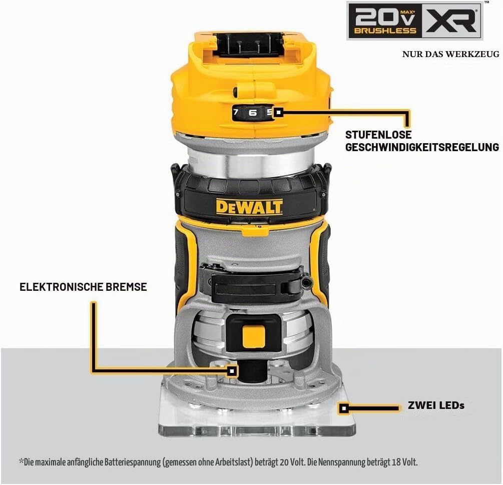 DEWALT DCW600B 20V MAX XR CMPCT Metallfräse mit fester Basis