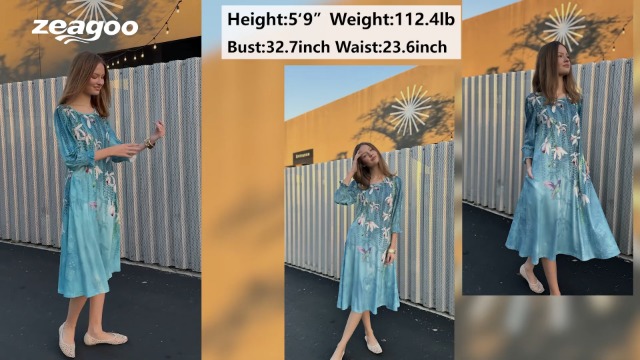 Zeagoo Black Dresses for Women 2026 Summer 3/4 Sleeve Dress with