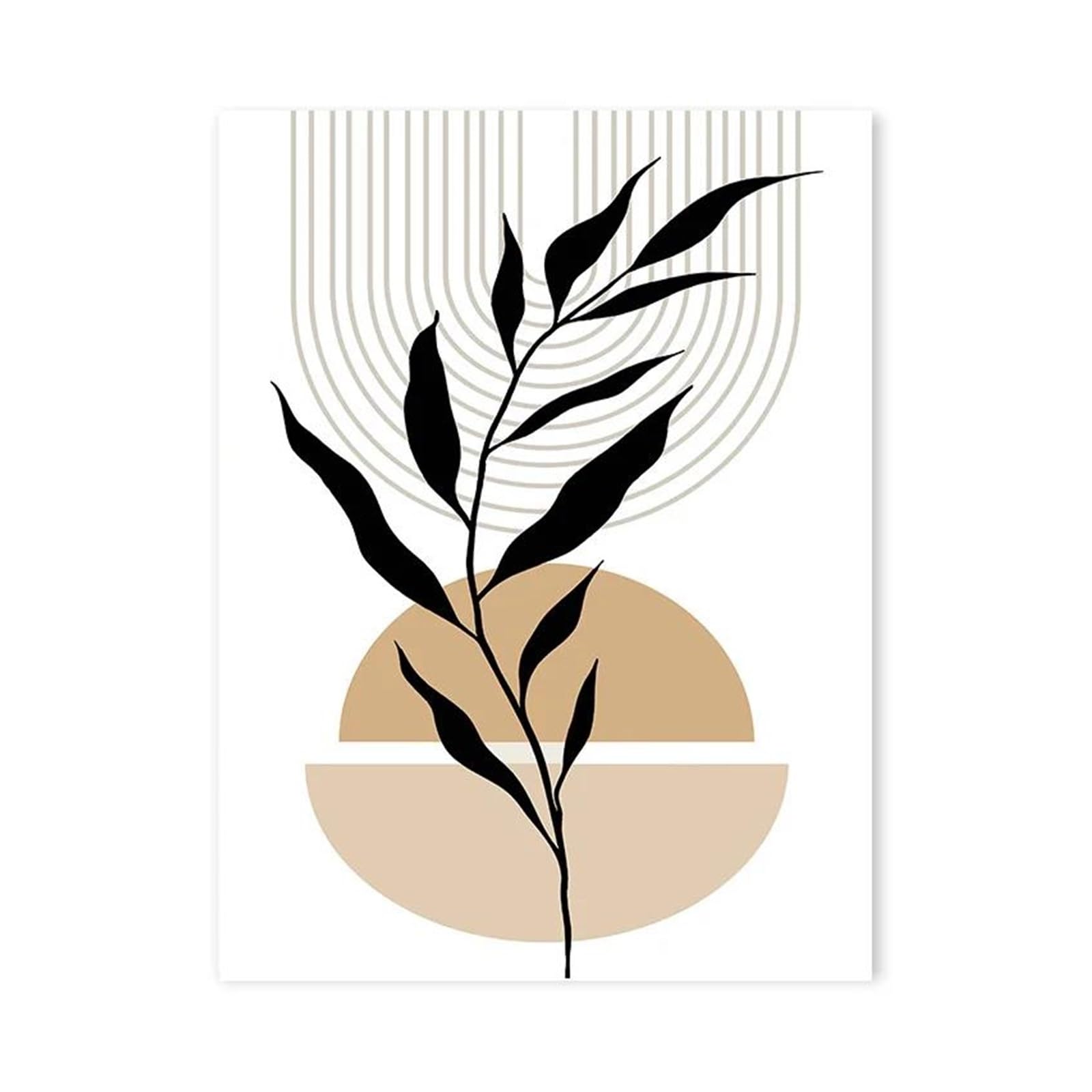 Xenite P Wall Art Canvas Rints Orange Bohemian Leaves Canvas Ainting Abstract Geometric Lines Osters No Frame Rints Ictures Wall Art Home Decor(,30X40cm)