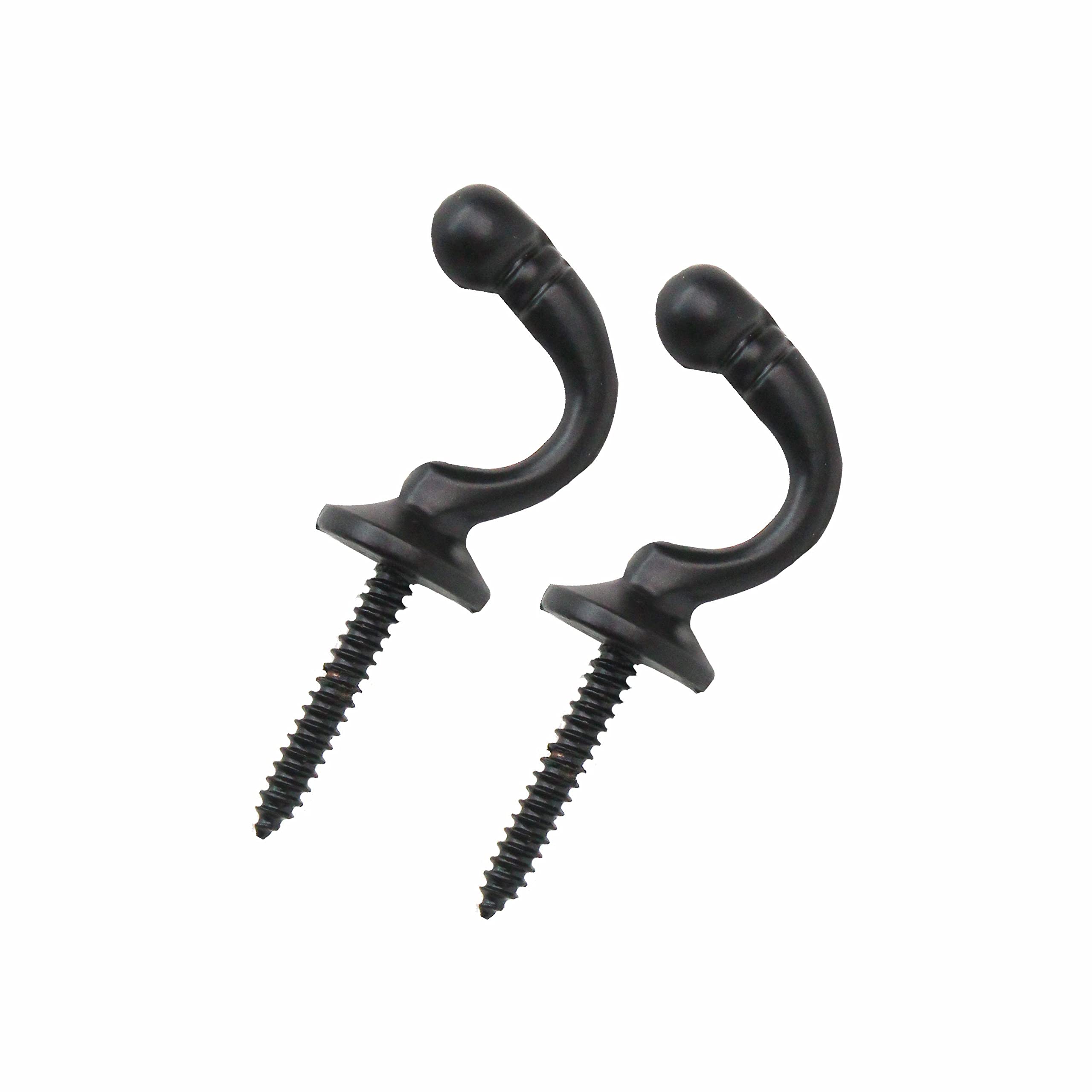 SUL Curtain Tiebacks - Black U Shaped Wall Mounted Hooks with Tassel (2)