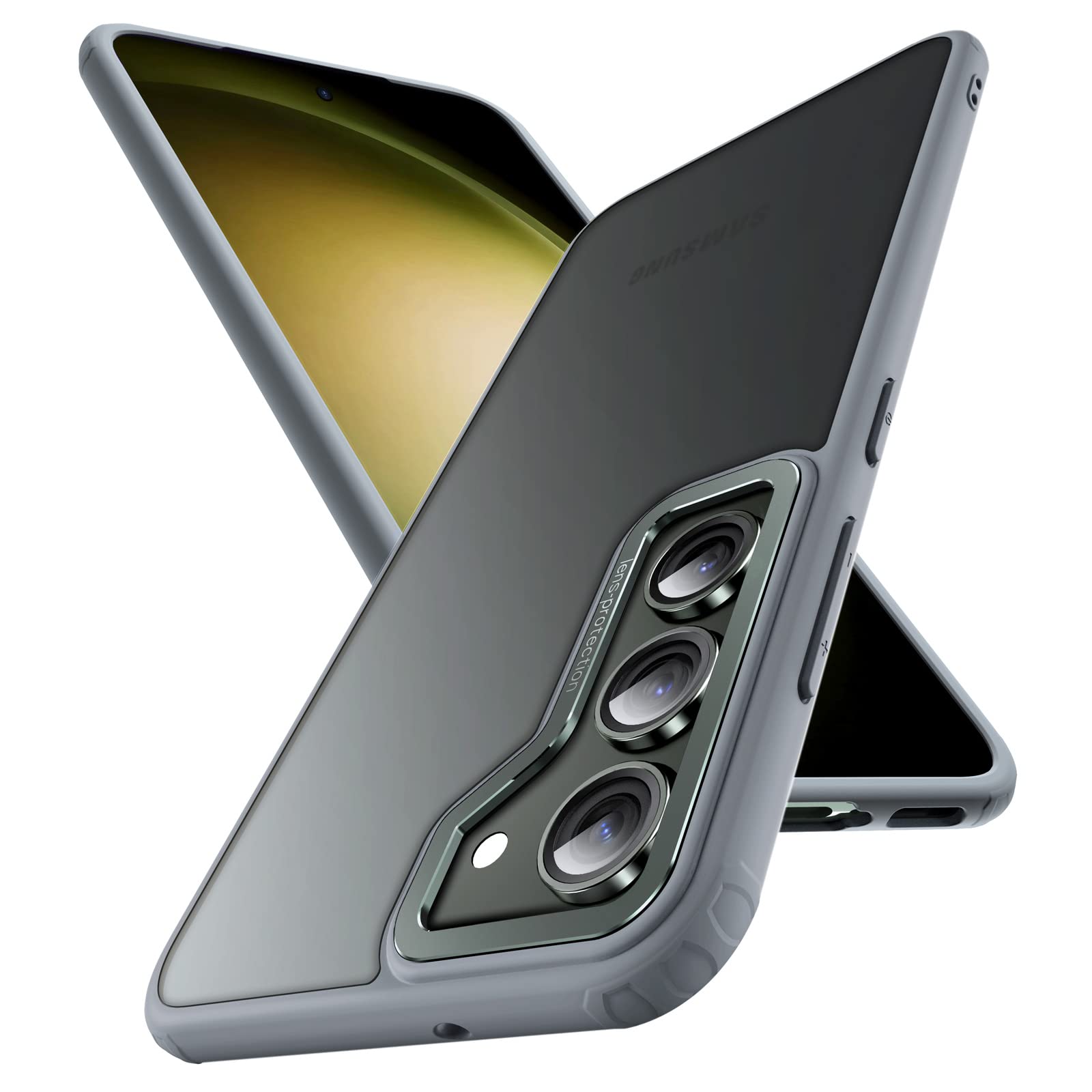 Photo 1 of Armor Matte for Samsung Galaxy S23 Case with Raised Alloy for Camera Protection, Military Grade Shockproof Translucent Cover, Frosted Hard Back Soft Edge, Slim Phonecase Anti-Fingerprint Scratch Samsung Galaxy S23 5G 2023 Matt-Green