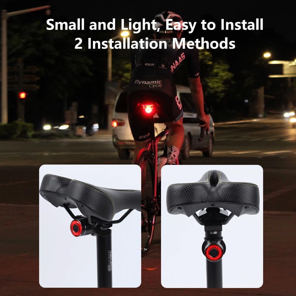 Fanale Posteriore per Bicicletta, Ricarica USB Fanale Posteriore Freno Intelligente,Luci Posteriori Intelligenti con Rilevamento Della Luce,Impermeabile e Luminosità Regolabile