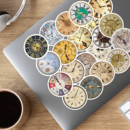 Goleex Pack 20 Pcs Waterproof Vinyl Vintage Clock Stickers Items For Water Bottle Laptop Phone Helmet Adults Women Girls Kids Birthday Gifts Retro Themed Sticker Decals Collection #TOP4