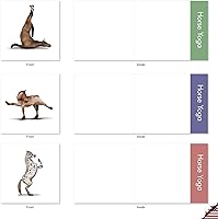 Vista 2 de The Best Card Company - 10 tarjetas de notas de yoga en blanco (4 x 5.12 pulgadas) - Tarjetas de notas en caja con sobres, tarjetas de animales