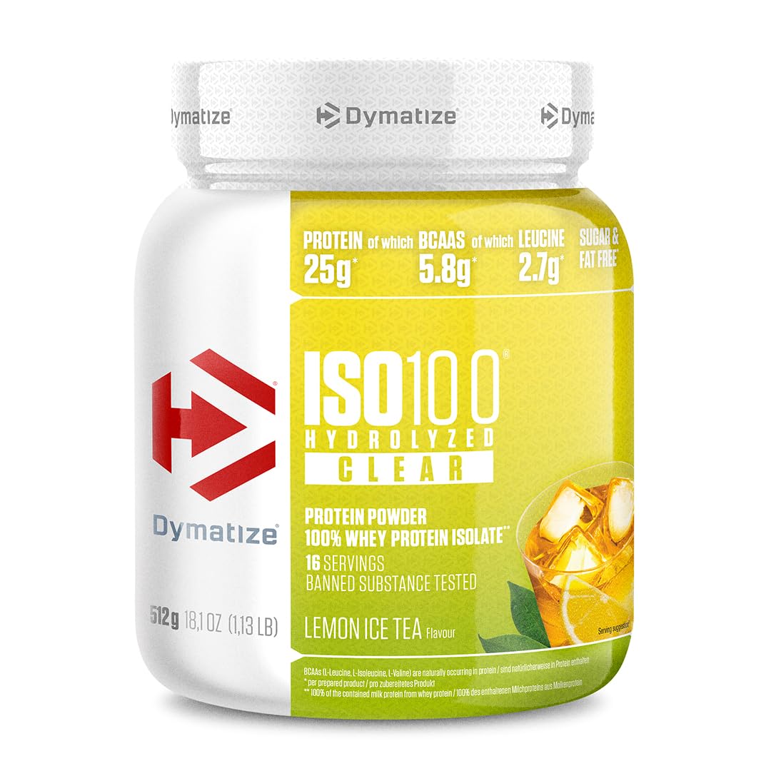 Dymatize ISO 100 Hydrolized Clear Lemon Ice Tea 512g Proteine ​​del siero di latte chiare in polvere idrolizzate e isolate