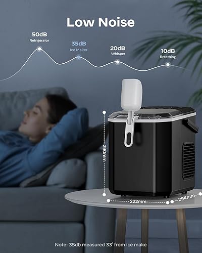 Miniatura 7 de Silonn - Máquina de hielo para encimera, máquina de hielo portátil con asa de transporte, máquinas de hielo autolimpiables con cesta y cuchara, 9