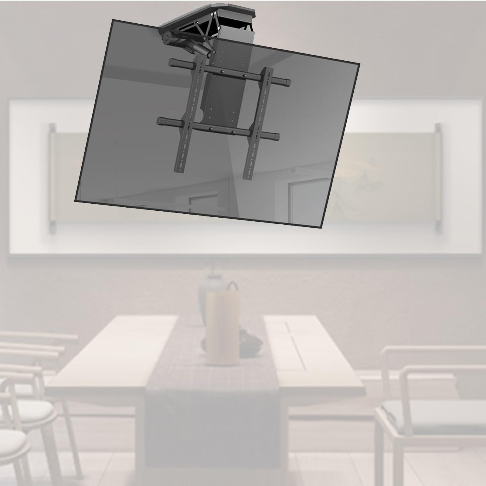 Soporte para TV Abatible hacia Abajo De 0-85° - Elevador De TV Oculto con Elevación Automática, Soporte De TV Motorizado para Televisores De 50-90 Pulgadas, con Control Remoto E Interruptor (Size : M