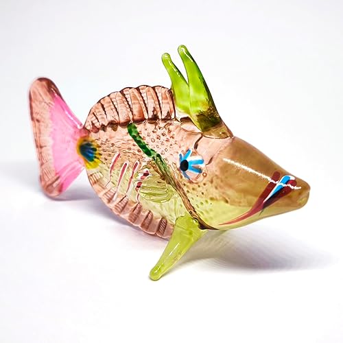 Miniatura 7 de ZOOCRAFT Figura de cristal hecha a mano con peces marinos, colorido acento náutico para decoración del hogar, escultura artística pintada a mano,
