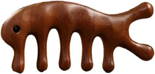 Miniatura 2 de Masajeador de cuero cabelludo de sándalo, peine Gua Sha, herramientas para el cuero cabelludo, masajeador manual del cuero cabelludo, masajeador de