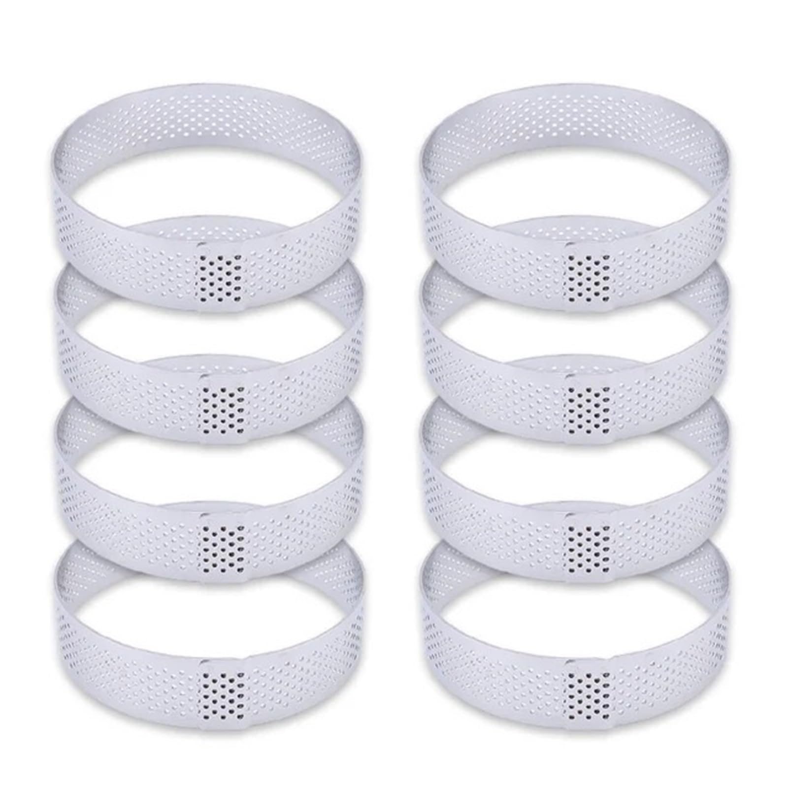 Anillos Para Tartas Anillo redondo perforado for tarta, molde for Tartas de fruta de acero inoxidable for hornear postres, moldes for pasteles y Mousse, herramientas de cocina Para Postre，Tartas(8PCS