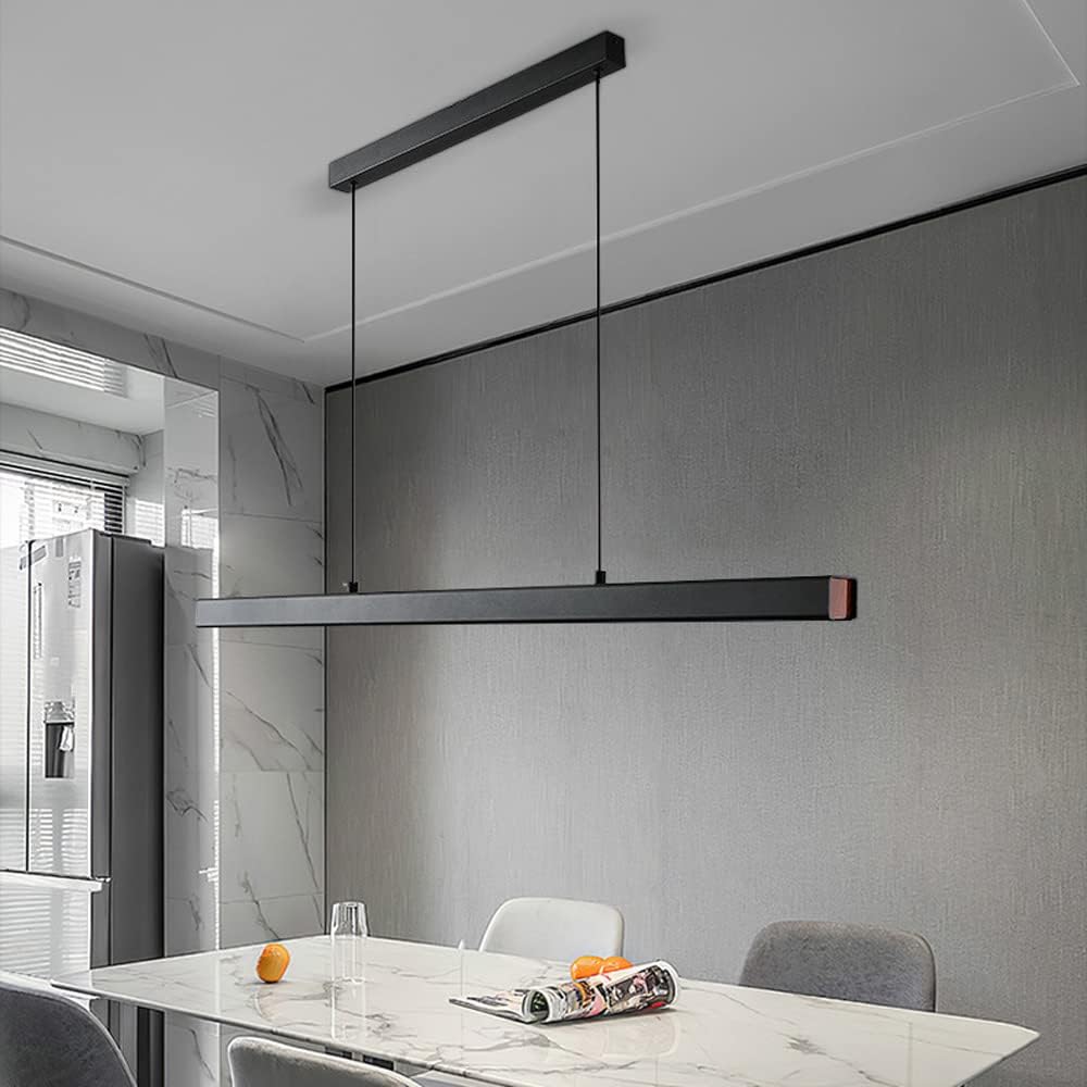 Linear Light Led Dimmable Dining Room Light Fixture Aluminum Kitchen Island Ceiling Hanging Led Light Linear Height-Adjustablemodern Long Strip,A-100Cm/B/120Cm