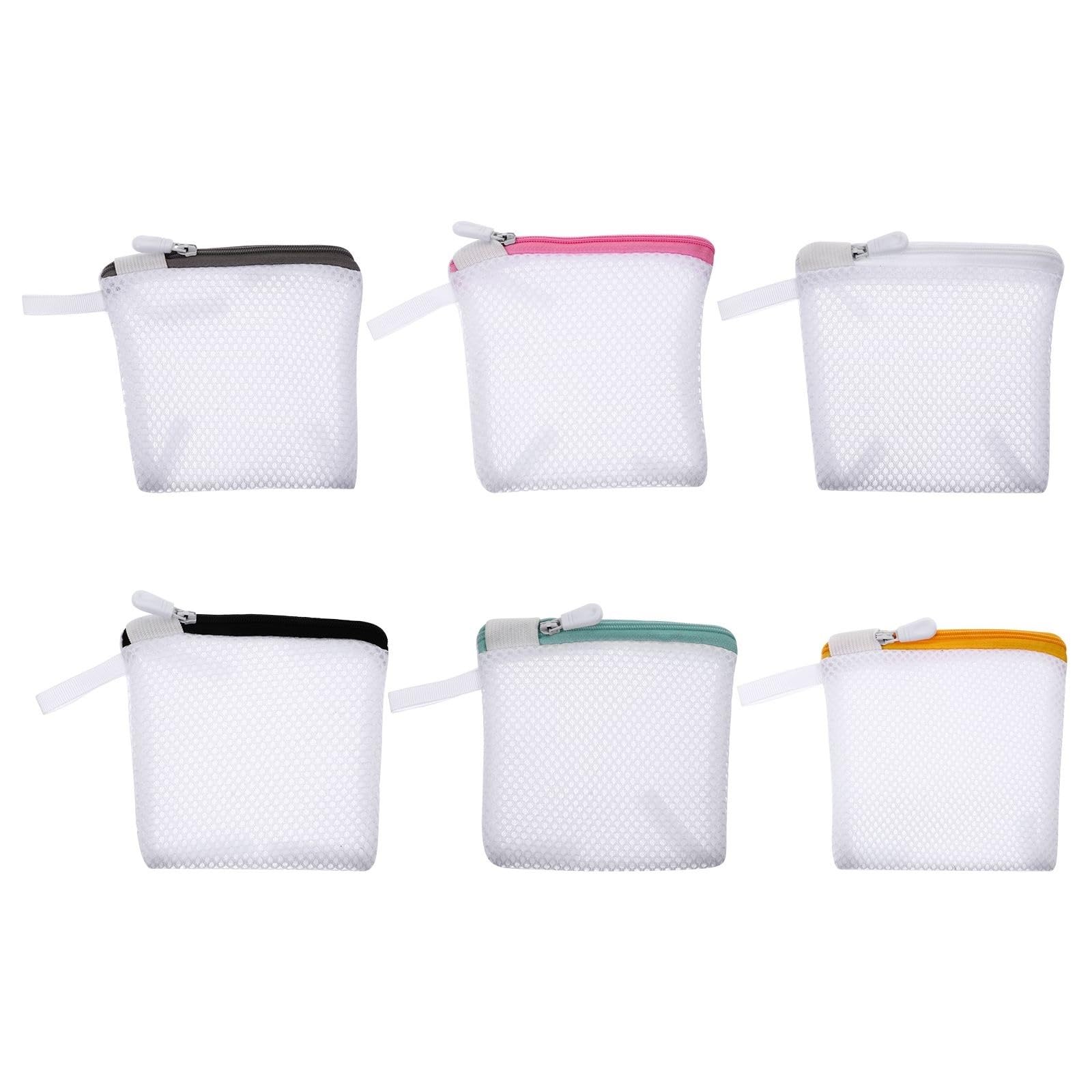 Laundry Bag 6pcs Foldable Portable Zipper Closure Mini Mesh Bags Storage Washing Laundry Bag Set