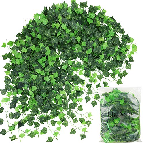 Eladeco 94 Ft 12 Pack Artificial Ivy Garland Vine,Plastic Ivy Vines Fake Ivy Garland For Wedding Party Decoration Garden Wall Greenery Decoration #TOP1
