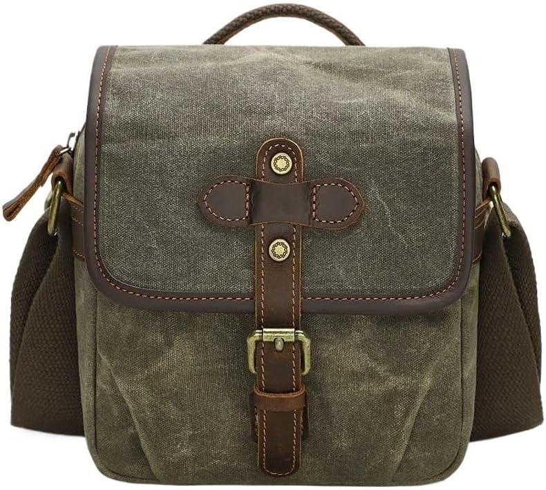 Waterproof Wear-Resistant Canvas DSLR Camera Shoulder Bag Lens Carry Case(Army Green)