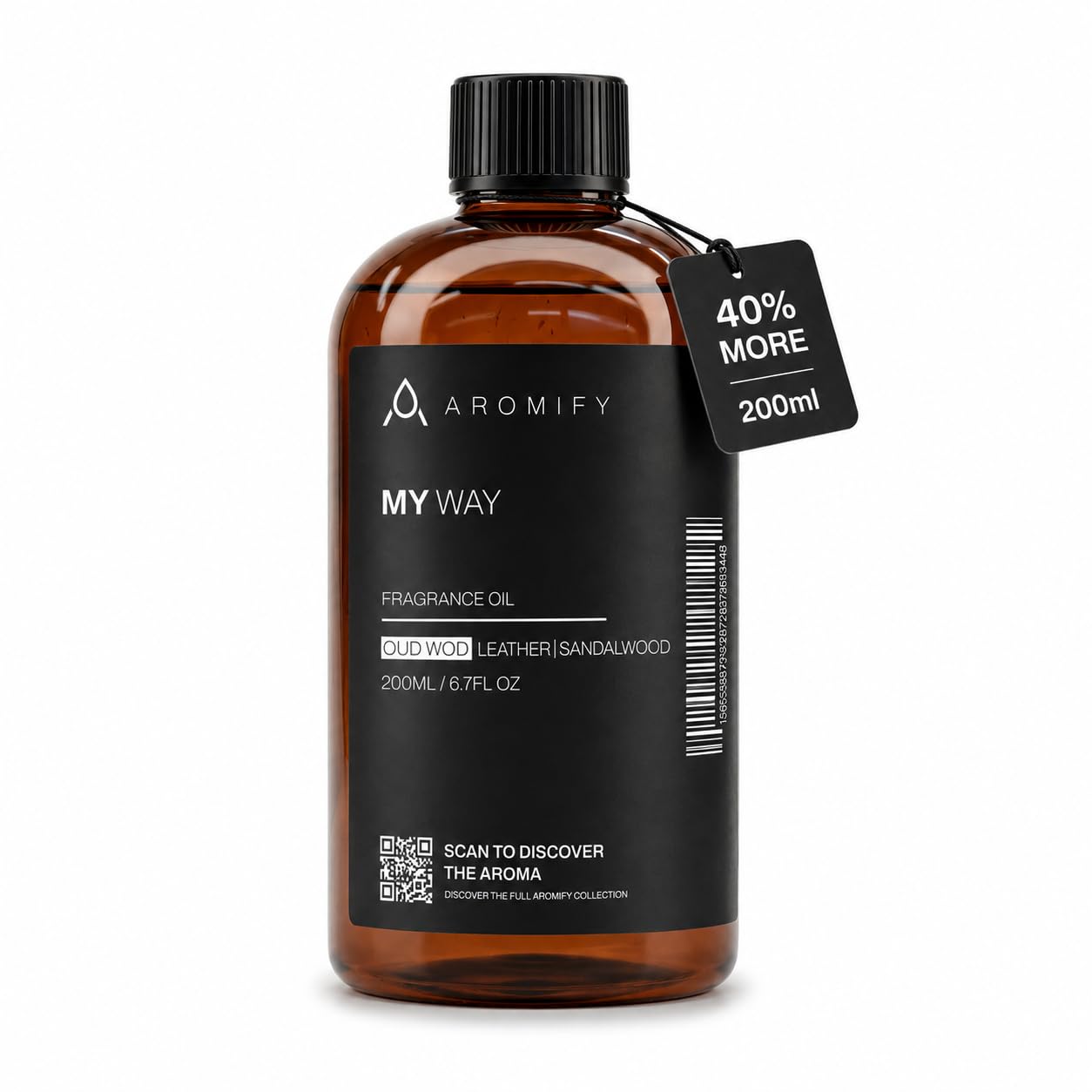 Aromify My Way Diffuser Oil with Leather, Sandalwood & Oud Wood 200ML | Luxury Hotel Scen…