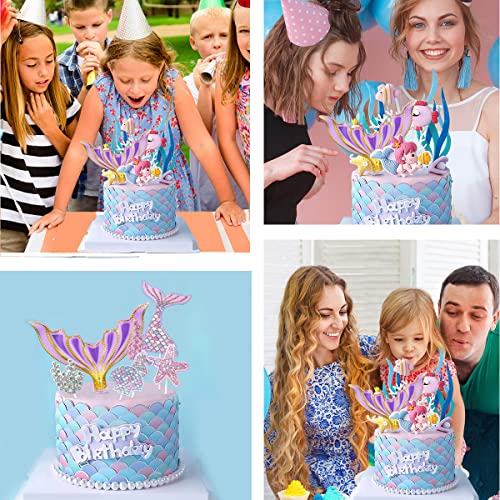 9Pcs Cake Decoration Kit With 2 Colorful Fish Scales 6 Cupcake Topper 1 Fish Tail For Birthday Wedding Desserts Party Decor Children Ocean Theme Party Decoration #TOP3