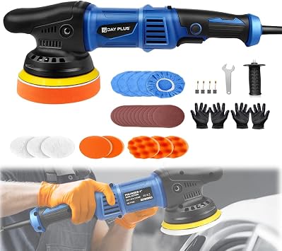 DA Polisher 920W Dual Action Car Polisher, Random Orbital Polisher with 6 Variable Speed 2800-5800r/Min, 6-Inch Car Furniture Polishing Machines Portable Electric Car Polisher Kit w/23 Attachments