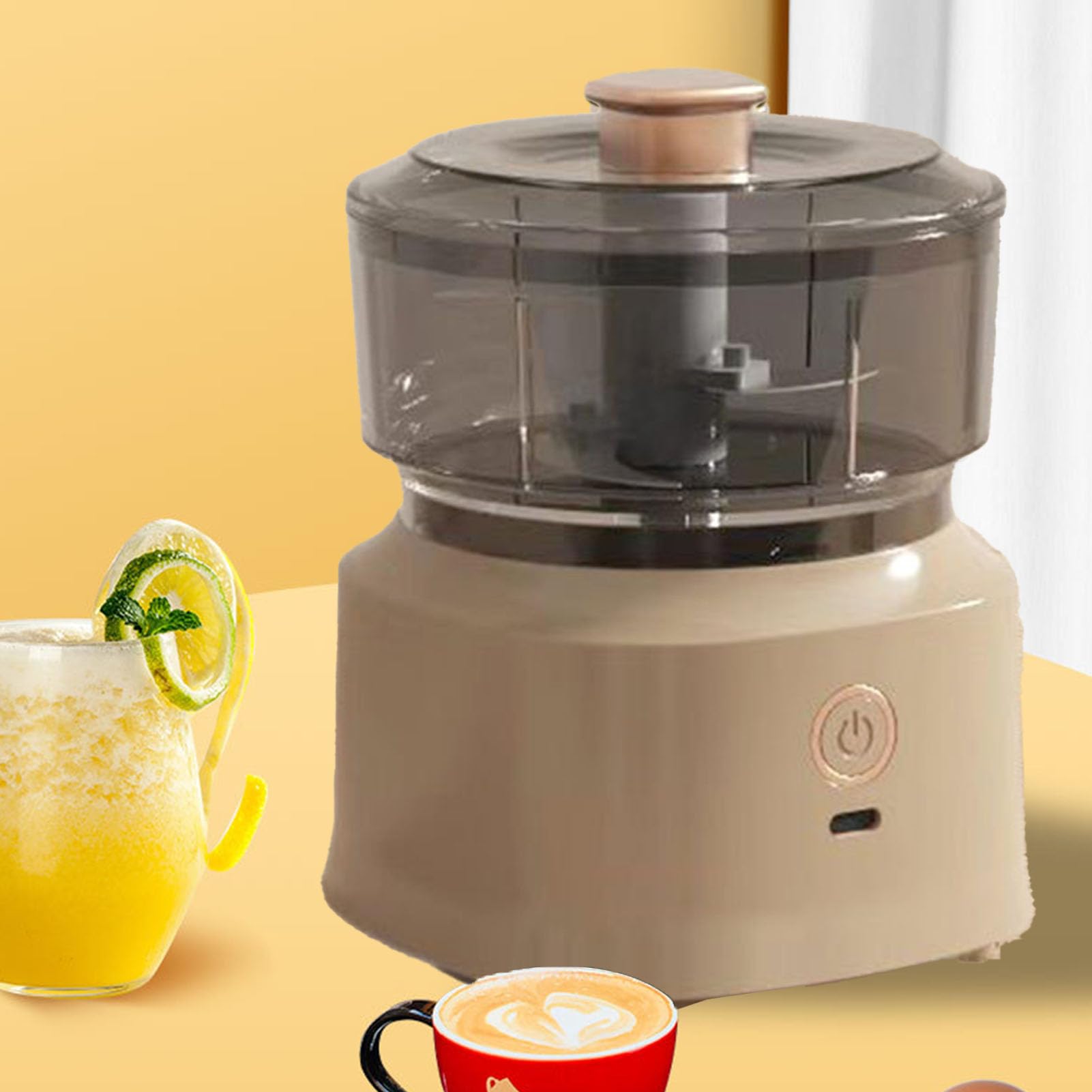 Electric Garlic Chopper, Garlic Crusher Multifunctional Stainless Steel Blades Cordless Food Processor Mini Food Processor for Kitchen (Dark Brown)