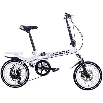 16 Inch 6 Speed Folding Bikes Travel Folding Bike Camping Folding Bike with Carry Handle Folding Bicycle for Men and Women Double Disc Brake