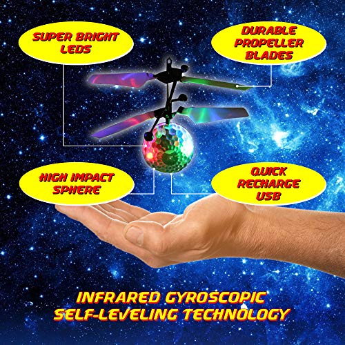 Whirly Ball RC Toy, RC Flying Ball, Small RC Infrared Induction Hand Suspension Drone Helicopter Flying Balls with Flashing LED Lighting for Kids, Flying Toy for Boys and Girls (Single Pack) - Thumbnail 6