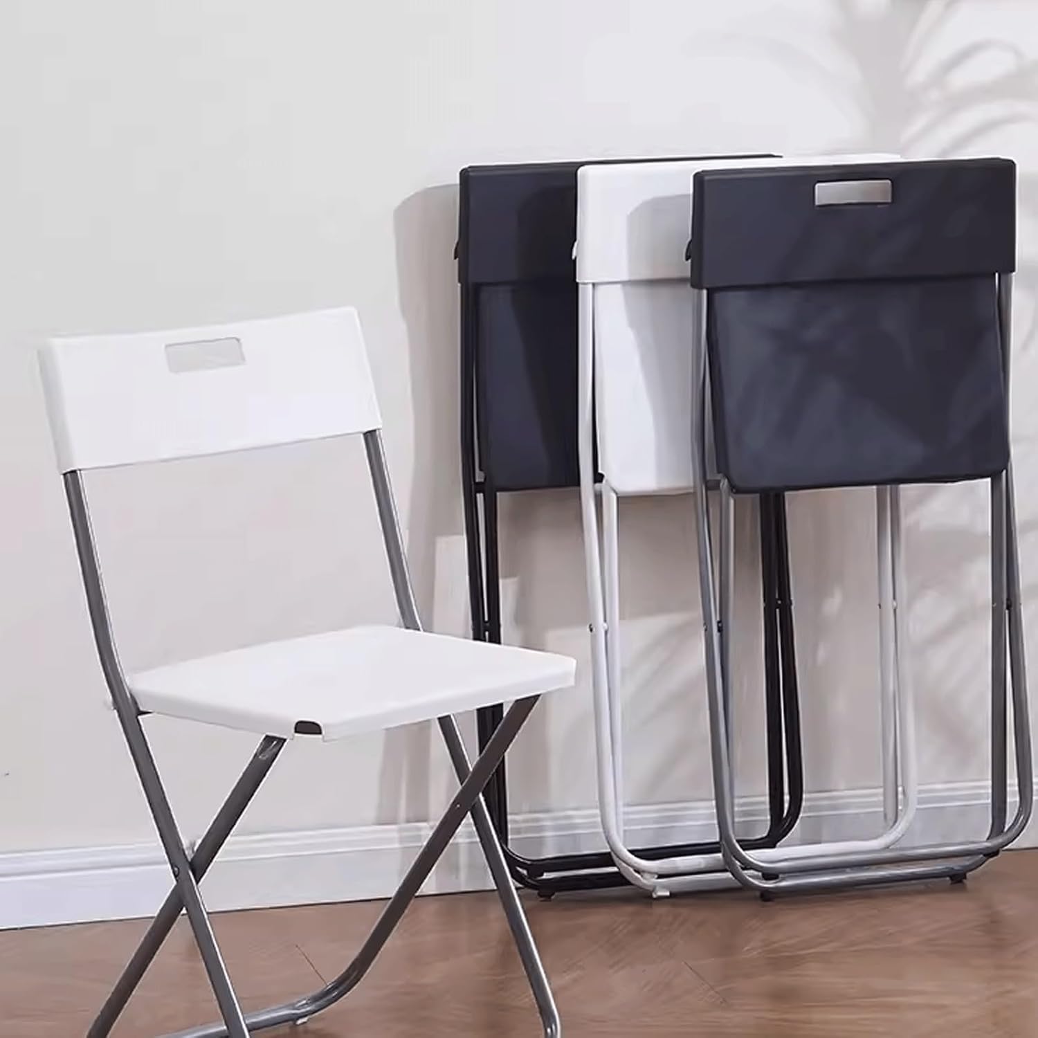 Indoor Outdoor Plastic Commercial Stackable Foldable Guest Chairs for Events Office Wedding Party Picnic Kitchen Dining no Assembly Easy to Store (Color : White)