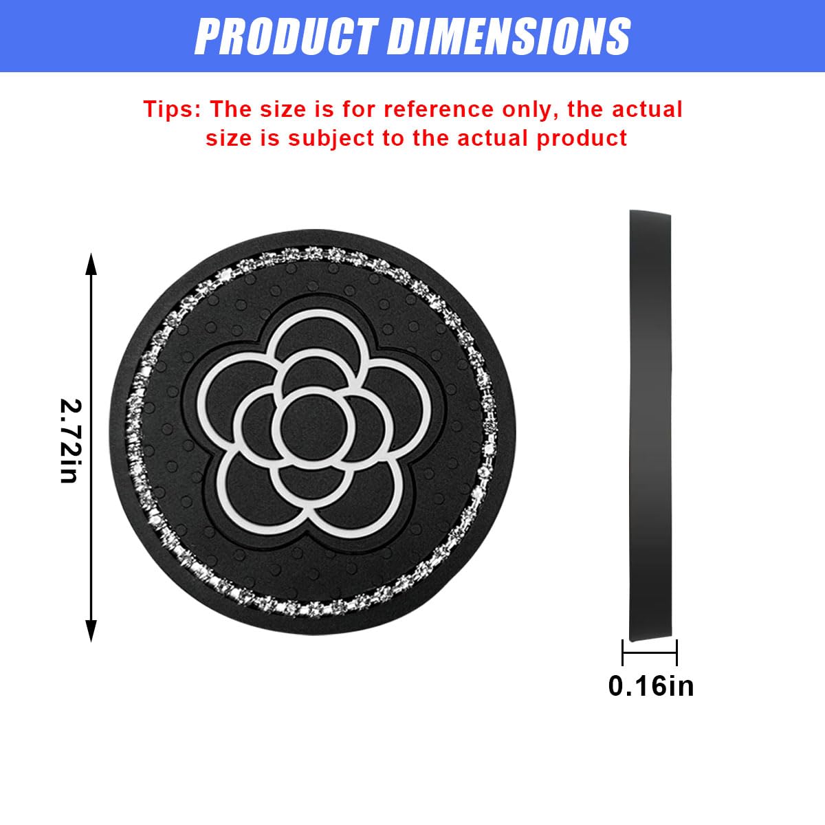 2PCS Bling Cup Coasters for Car PVC Anti Slip Car Coasters for Cup Holders Cute Flower Print Cup — view 2