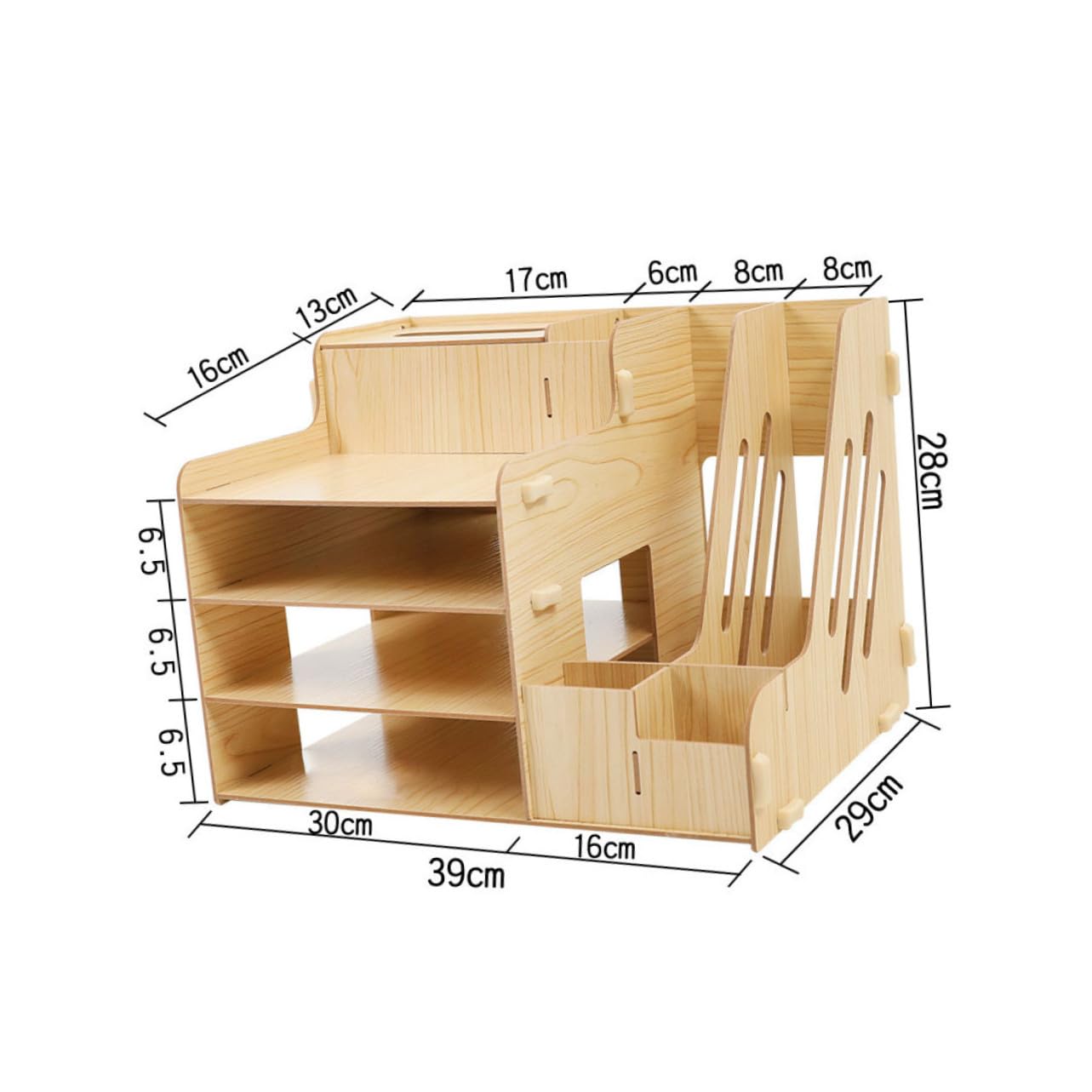 Organizador de Escritorio de Madera de Tamaño Mediano Cajones Extraíbles, Múltiples Compartimentos, para Oficina y Estudio, Soporte para Documentos y Papelería