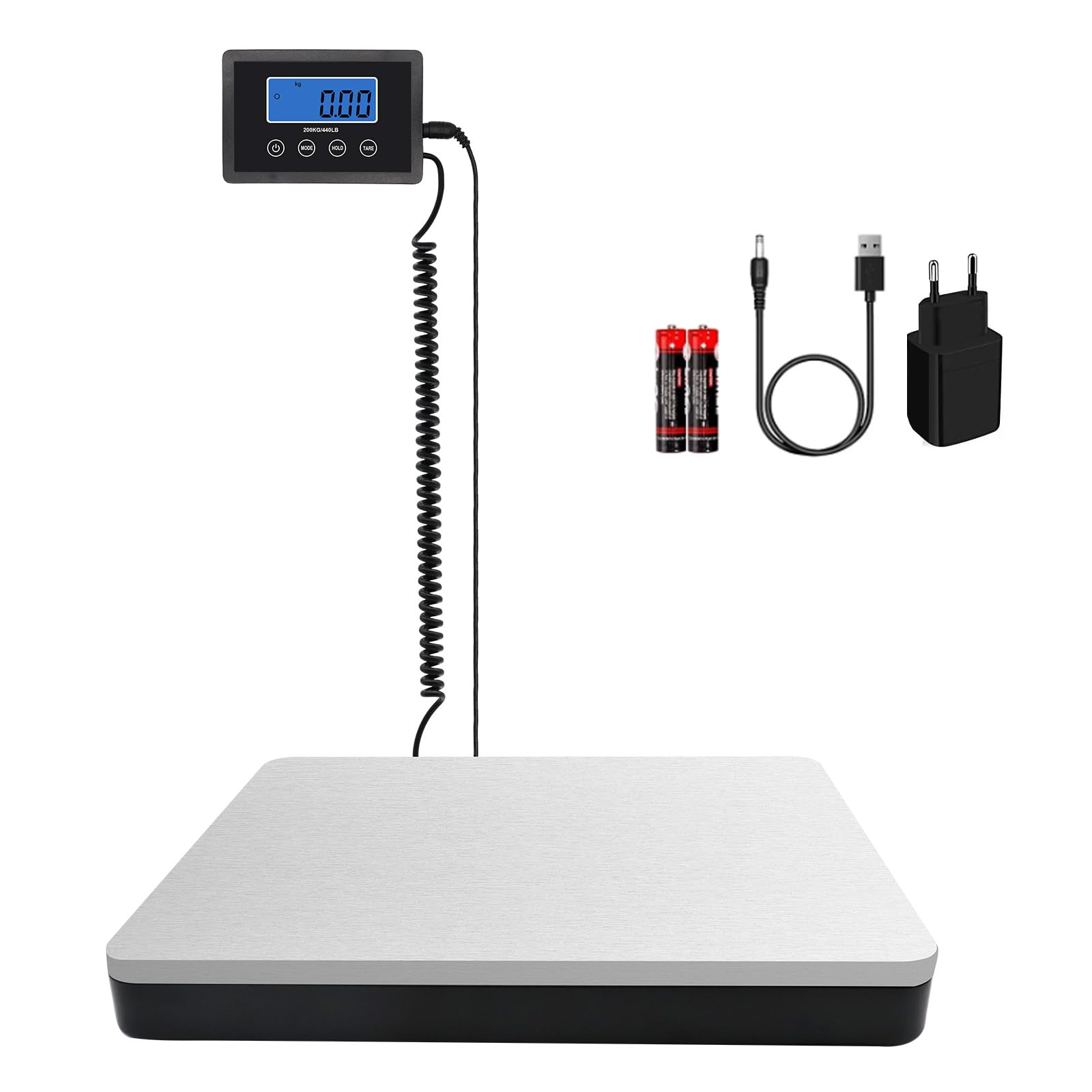 UNIWEIGH Paketwaage 200kg Plattformwaage 10g Genauigkeit Postwaage mit Hold & Tara LCD Display