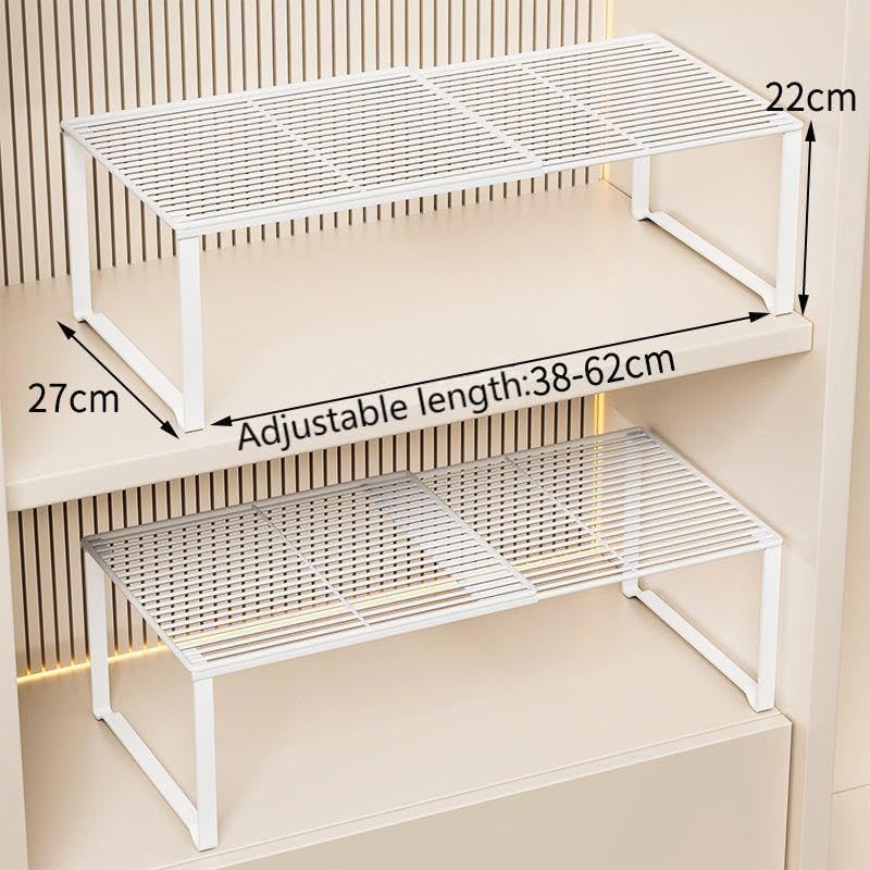 Miniatura 2 de Organizador de estante de alambre de metal extensible  Longitud ajustable de 15 a 24.4 pulgadas, estante de almacenamiento apilable para