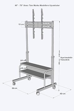 Height Adjustable TV Wall Panel TV Stand with Brake Console Motion Television Unit