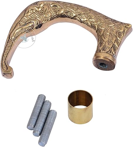 Mango de caña náutica grande de latón macizo, mango curvado de latón con elefante grande, regalo asequible