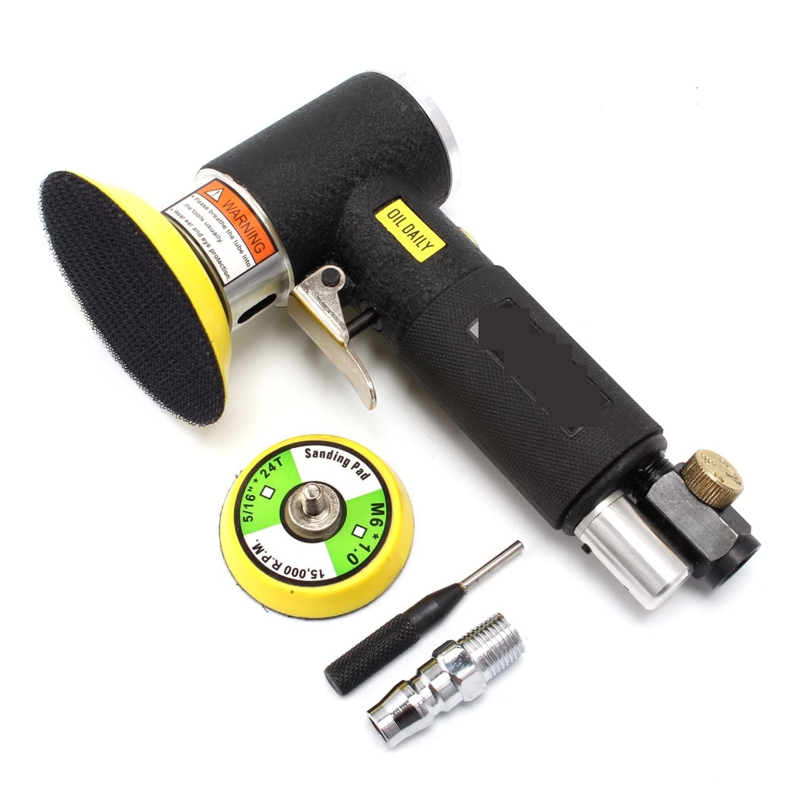 LNHHG Mini Metal Burnishing Machine Orbital 1inch 2inch 3inch Air Sander Pneumatic Polishing Grinding Tools Buffer Dual Action Polisher For Car(Black machine)