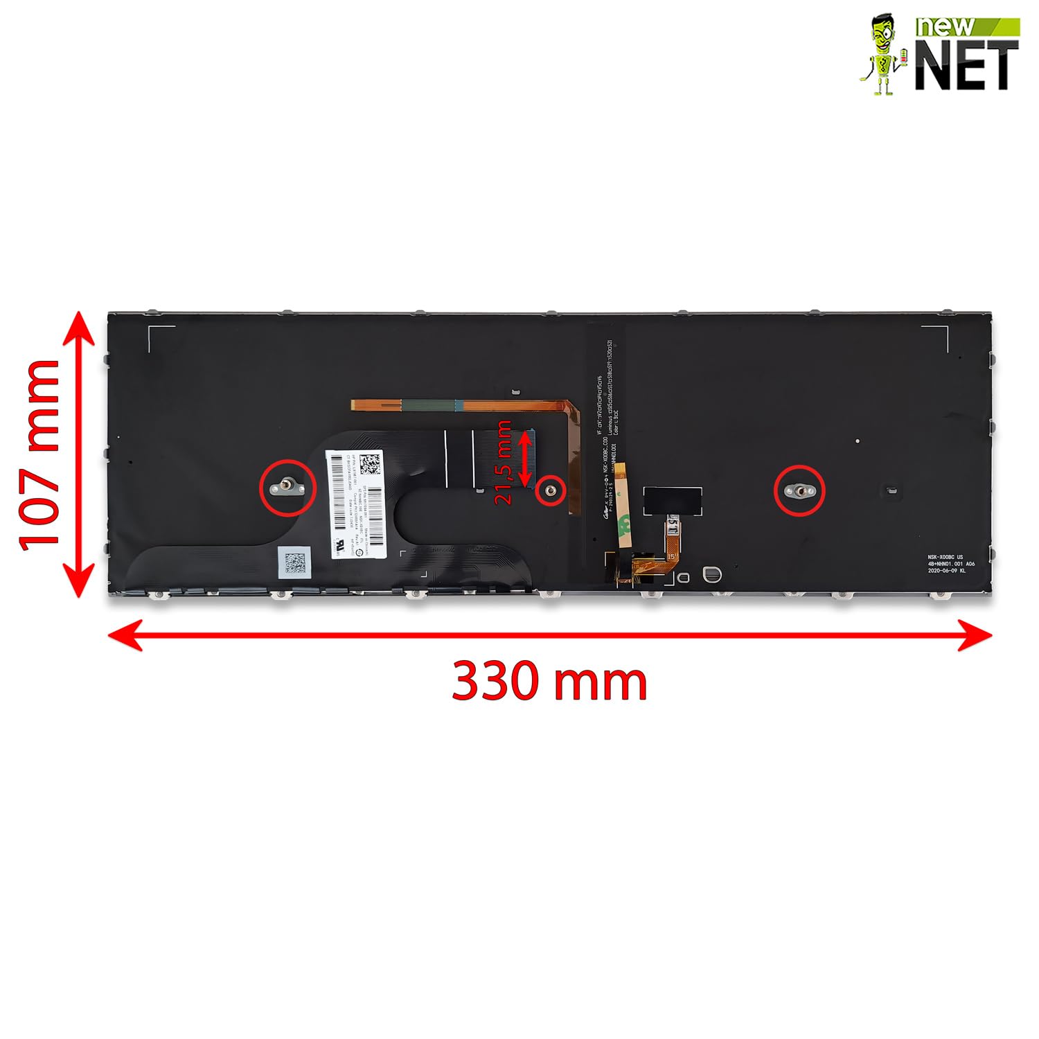 new net - Tastiera Compatibile con HP M17094-061, L97967-061 [Frame Grigio - Trackpoint - Retroilluminata - Layout ITA