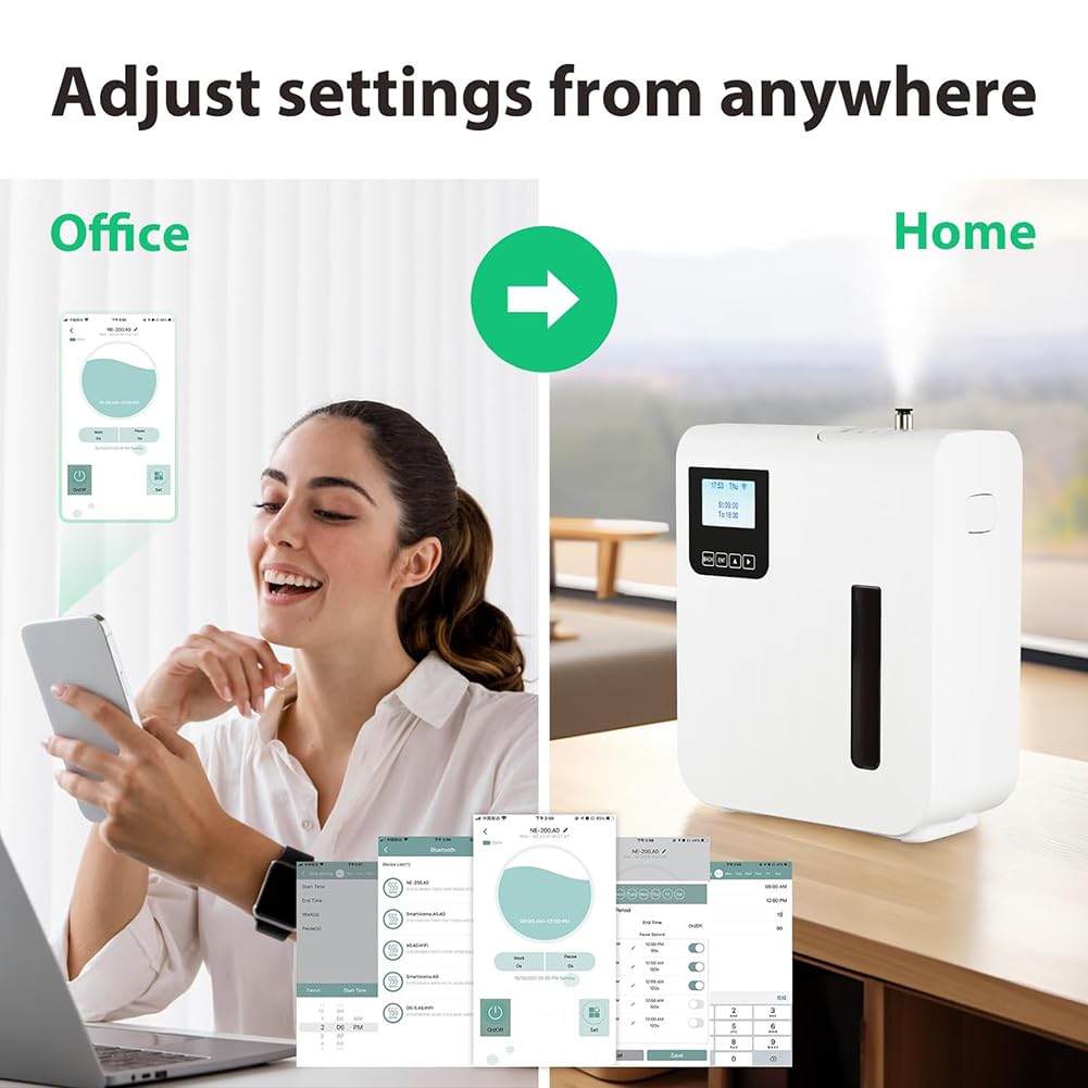 Dyfuzor zapachowy, dyfuzory z kolekcji hotelowej 300 ml, inteligentne dyfuzory o powierzchni 1400 stóp kwadratowych do domu, dyfuzor do aromaterapii Bluetooth i Wi-Fi, do domu/biura/hotelu/restauracji