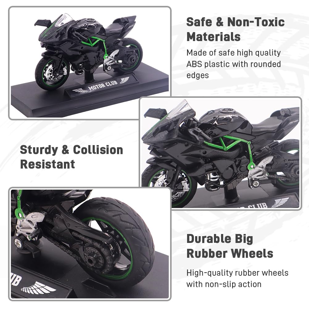 FCXVXCL Motorbike Toys,Alloy Motorcycle Model Retro Motorcycles Toy Collection Hobby Gift Racing Model Decoration - Black - Image 3