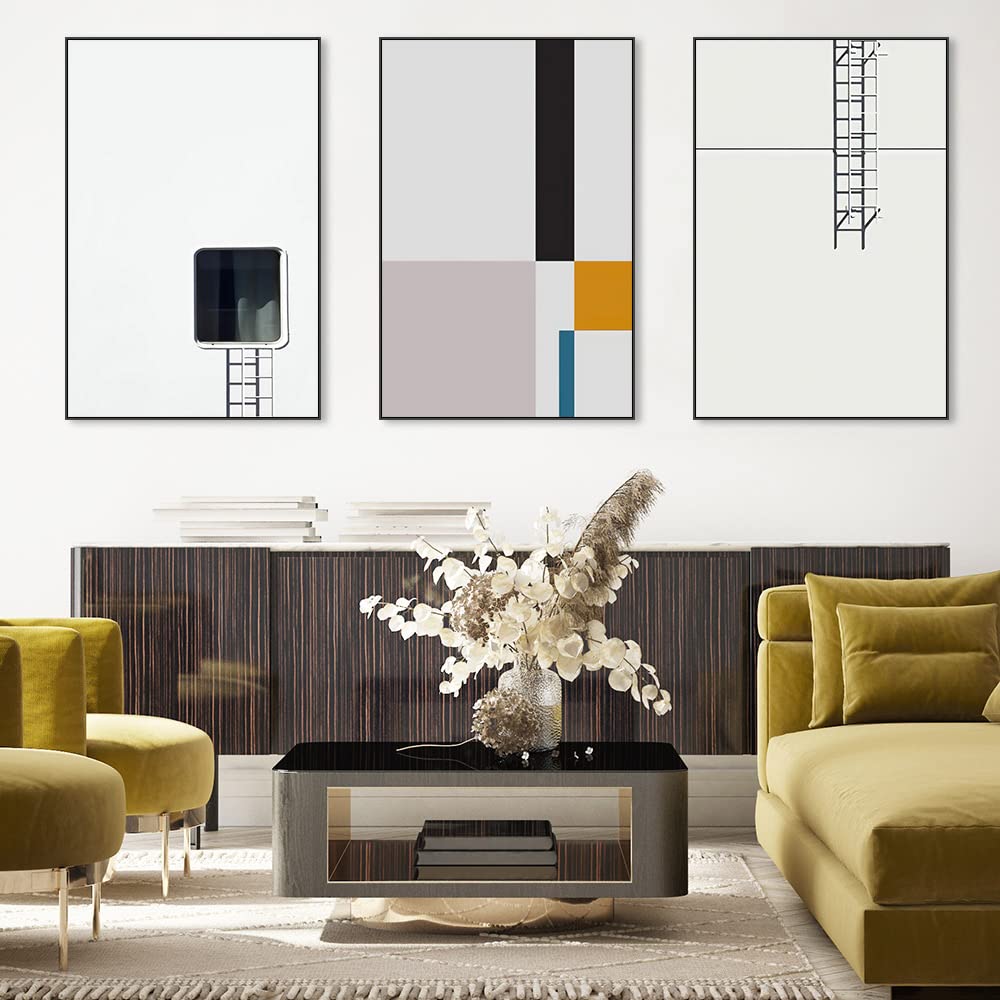 Black Frame Abstract Canvas Wall Art 3-piece Set of Famous