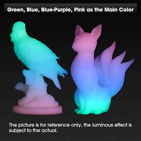 eSUN PLA Luminous Rainbow 3D Printer Filament, 1.75mm 1KG Spool Multicolor Change Glow in The Dark PLA for 3D Printers,Luminous Rainbow Color