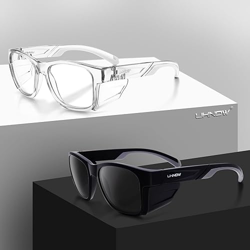 Miniatura 7 de UKNOW Gafas de seguridad  Lentes antivaho  Protección ocular con escudos laterales  Anteojos protectores ANSI Z87.1  Protección UV
