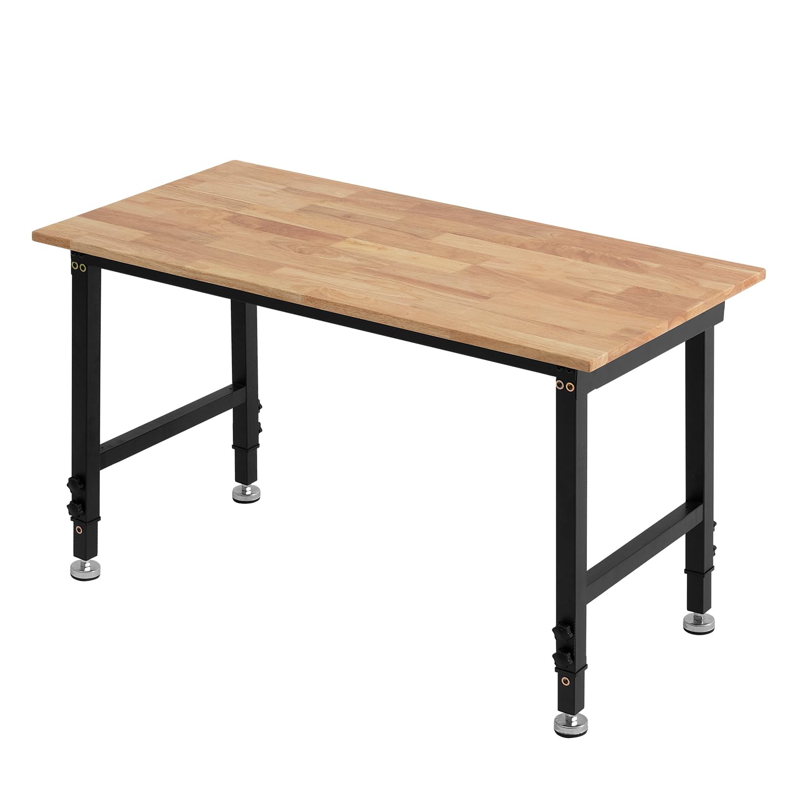 VEVOR Werkbank, 680 kg, Werkstatttisch 122x60 cm große Arbeitsplatte aus Eichenholz, Arbeitstisch mit 67–102 cm Höhenverstellung, Werktisch für Garage, Werkstatt, Zuhause, Büro & Gewerbe