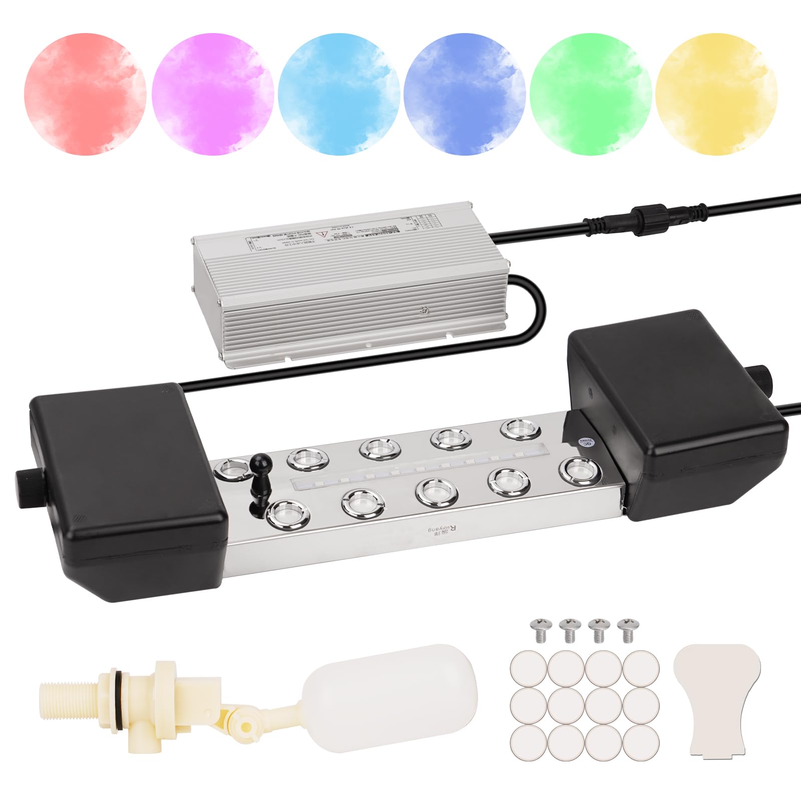 Mist Maker Fogger 10 Head Ultrasonic Mist Fogger, Colorful Mist, 9000ml/H(19.8 Lb/H) Mist Maker Fogger with Float, 400W Power Supply, Perfect for Pond Garden Lawn Rockery Greenhouse Decoration-image-5