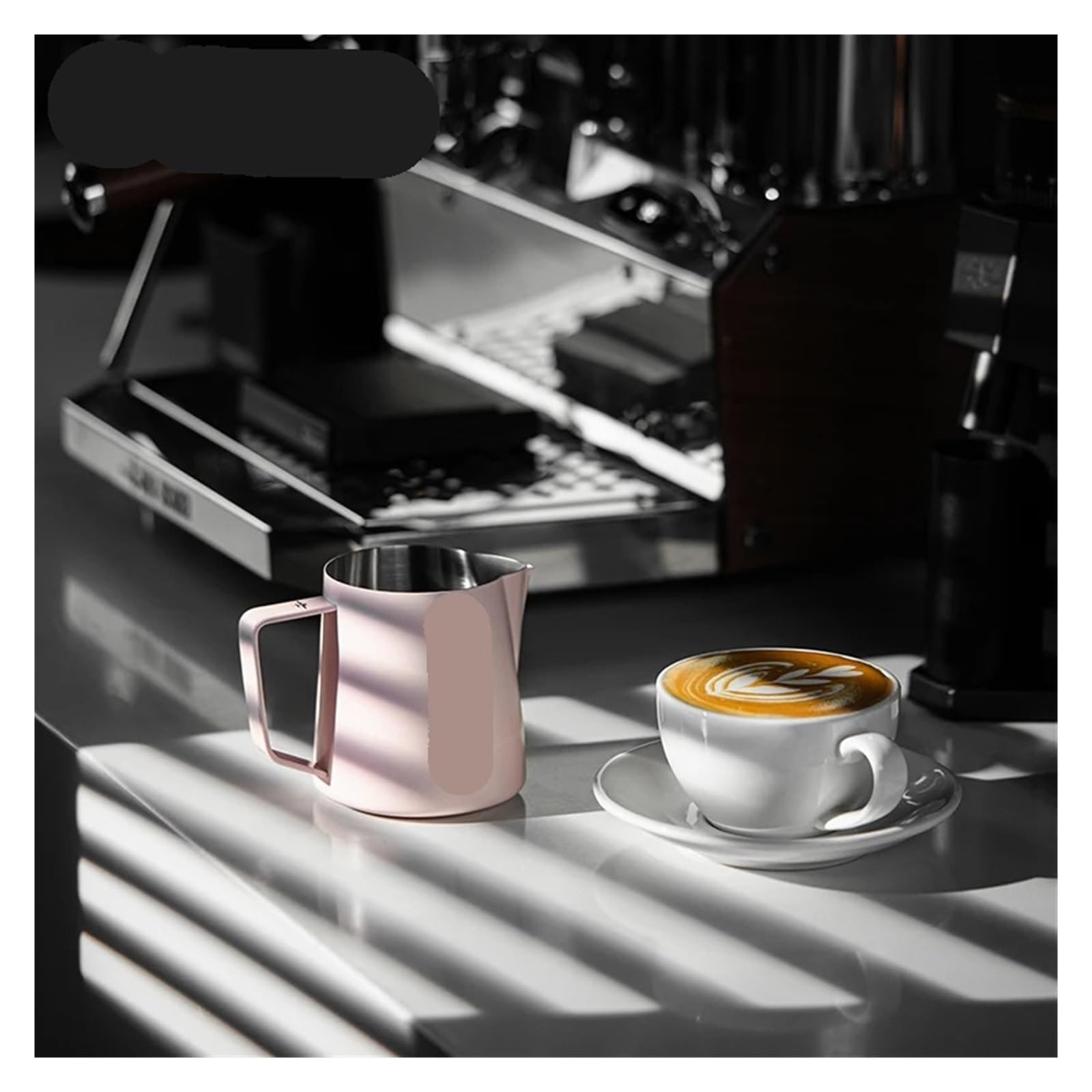 Jarra for espumar leche, jarras humeantes de acero inoxidable 500ml, herramienta café for capuchino/Latte Art Cup(600ml,White)