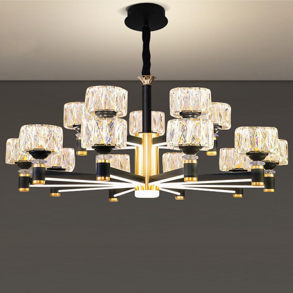 HXYSXHJUO Scandinavian light luxury crystal chandelier, simple luminous arm for living room dining bedroom decoration,15 heads